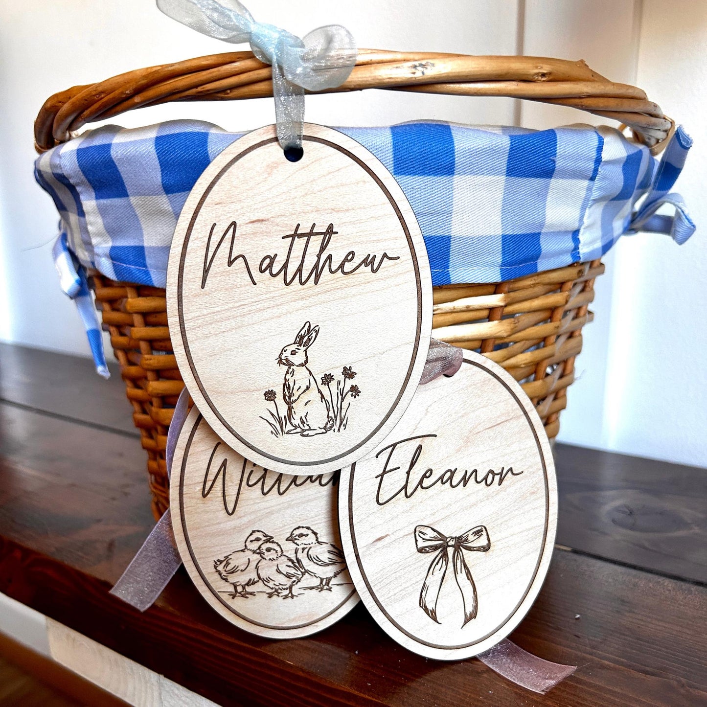 Egg Easter Basket Tag, Kids basket keychain, Easter Label, Easter, Bunny tag, goose, bow tag, chick basket tag