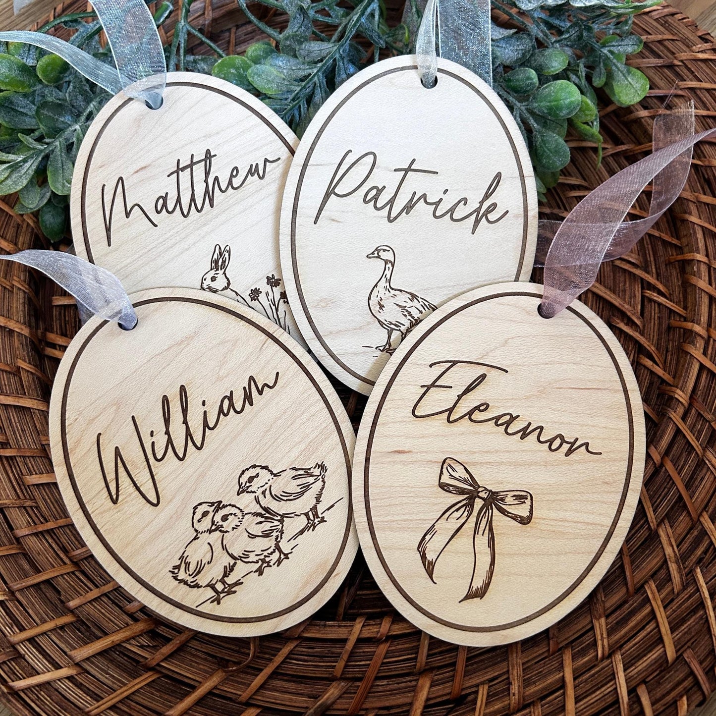Egg Easter Basket Tag, Kids basket keychain, Easter Label, Easter, Bunny tag, goose, bow tag, chick basket tag