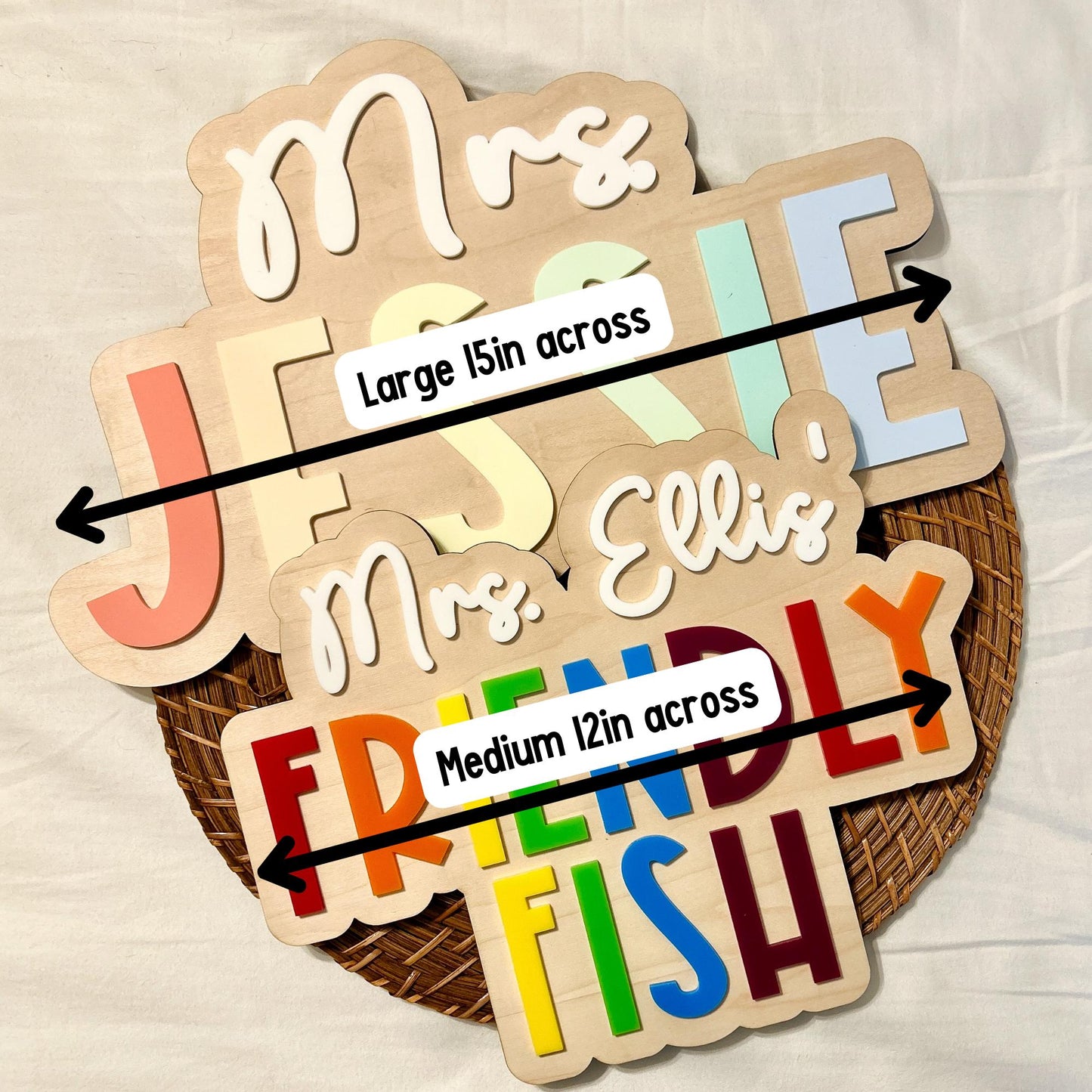 Teacher Name Sign, Teacher Door Hanger, Name Sign, Name Hanger, Large Name Hanger, Maple Sign, Primary, Pastel, Apple