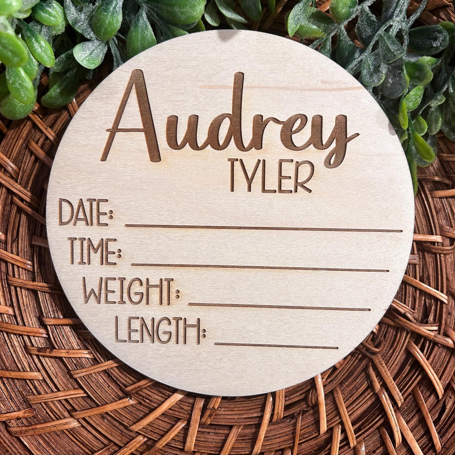 Baby Name Sign, Birth Announcement sign, Wood Baby Sign, Engraved, Acrylic, Birth Stats