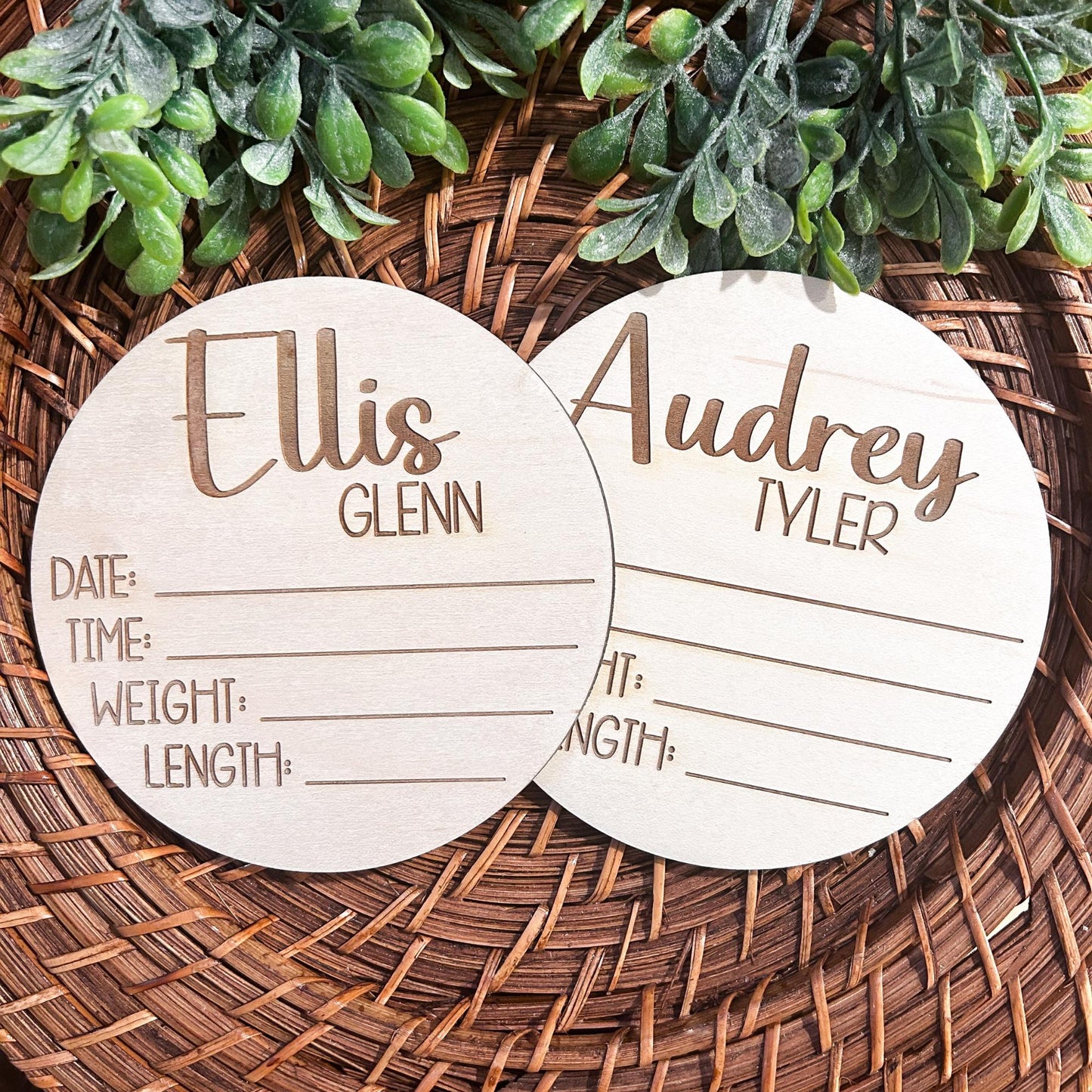Baby Name Sign, Birth Announcement sign, Wood Baby Sign, Engraved, Acrylic, Birth Stats