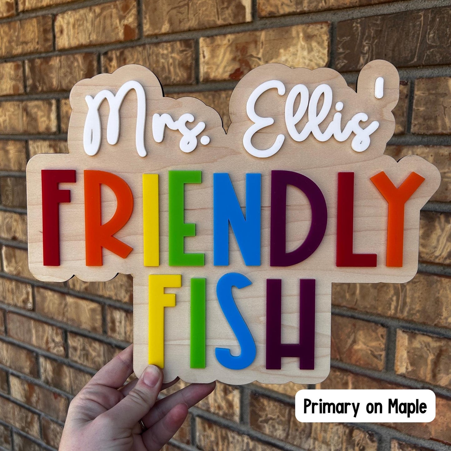 Teacher Name Sign, Teacher Door Hanger, Name Sign, Name Hanger, Large Name Hanger, Maple Sign, Primary, Pastel, Apple