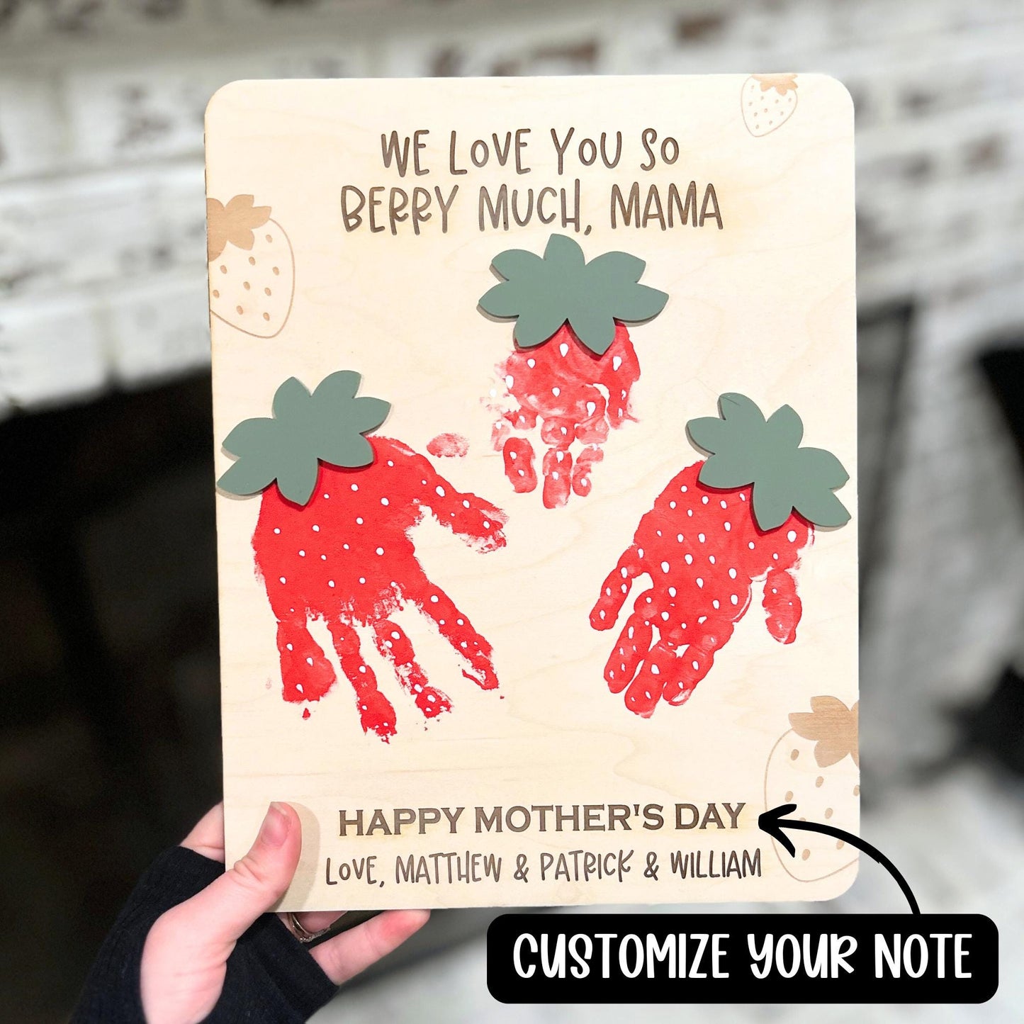 Strawberry Handprint Sign, Mother's Day, Grandparents Gift, I love you Berry Much, Multiple kids