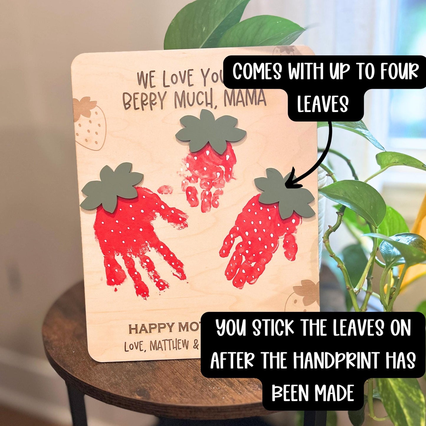 Strawberry Handprint Sign, Mother's Day, Grandparents Gift, I love you Berry Much, Multiple kids