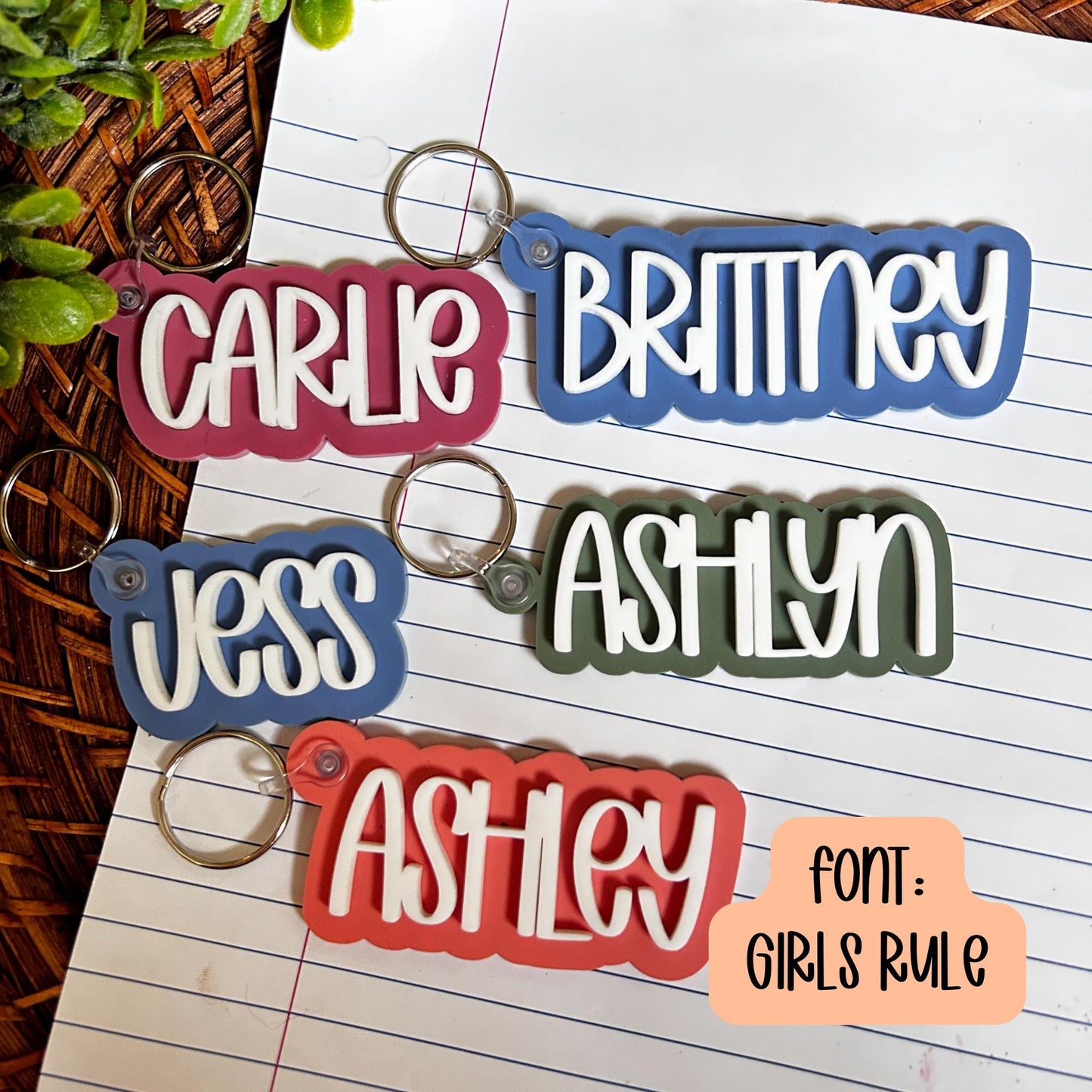 backpack tags, name keychains, personalized keychain, acrylic keychain, lunchbox label, key accessory, custom keychain, kids keychain