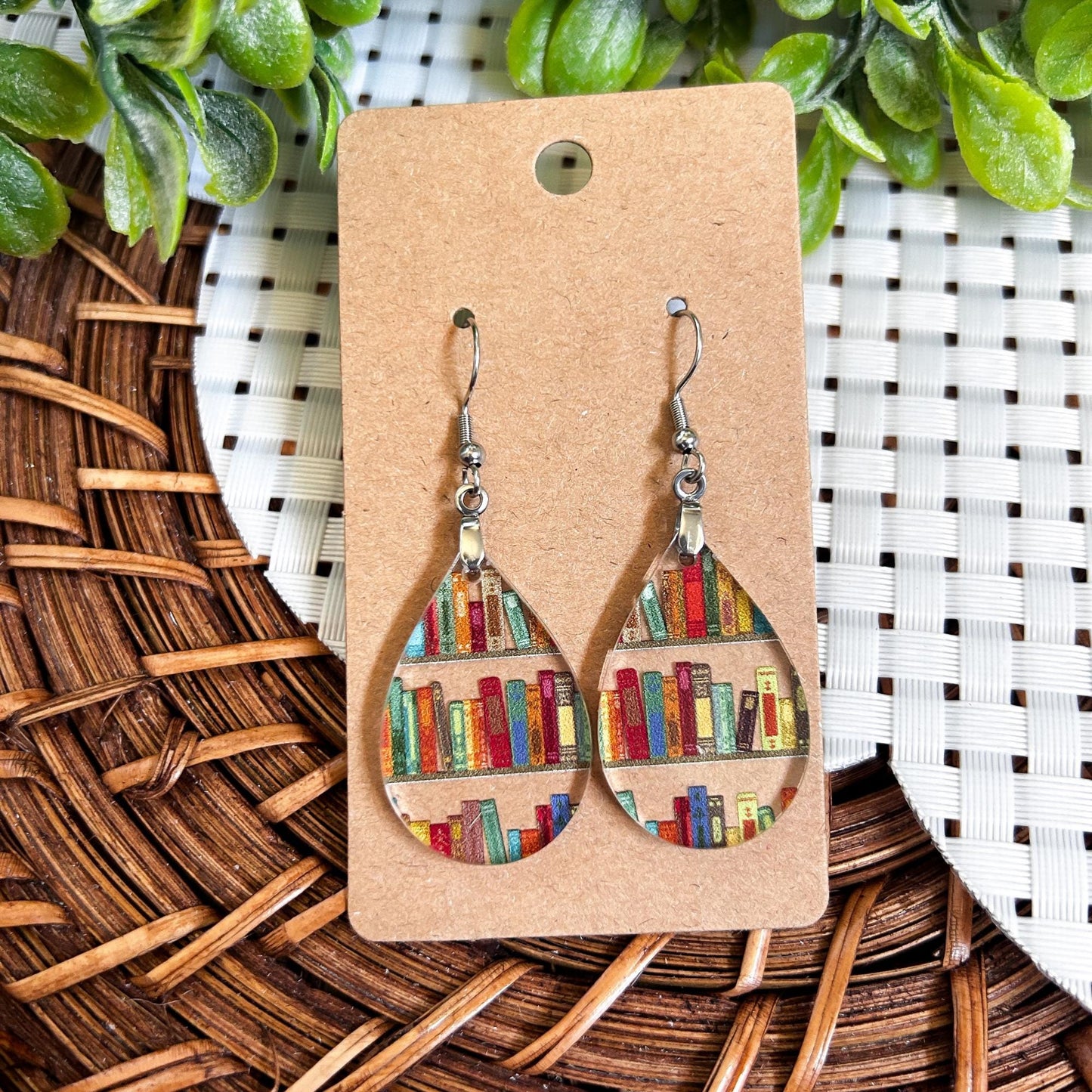 book earrings, acrylic earrings, library earrings, booktok earrings, teacher earrings, librarian