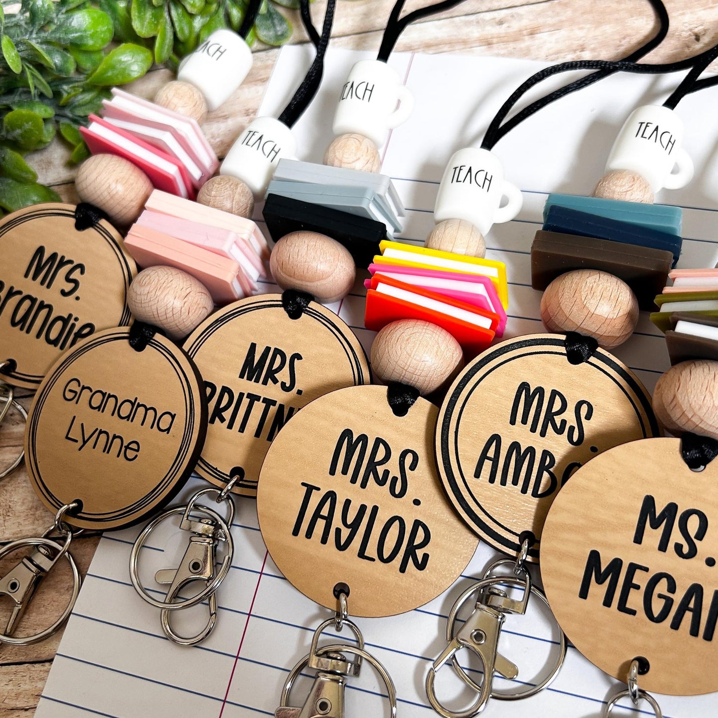 Book Lanyard, Coffee, Librarian, Read lanyard, Teacher lanyard, Rainbow Necklace, Live, Love, Teach