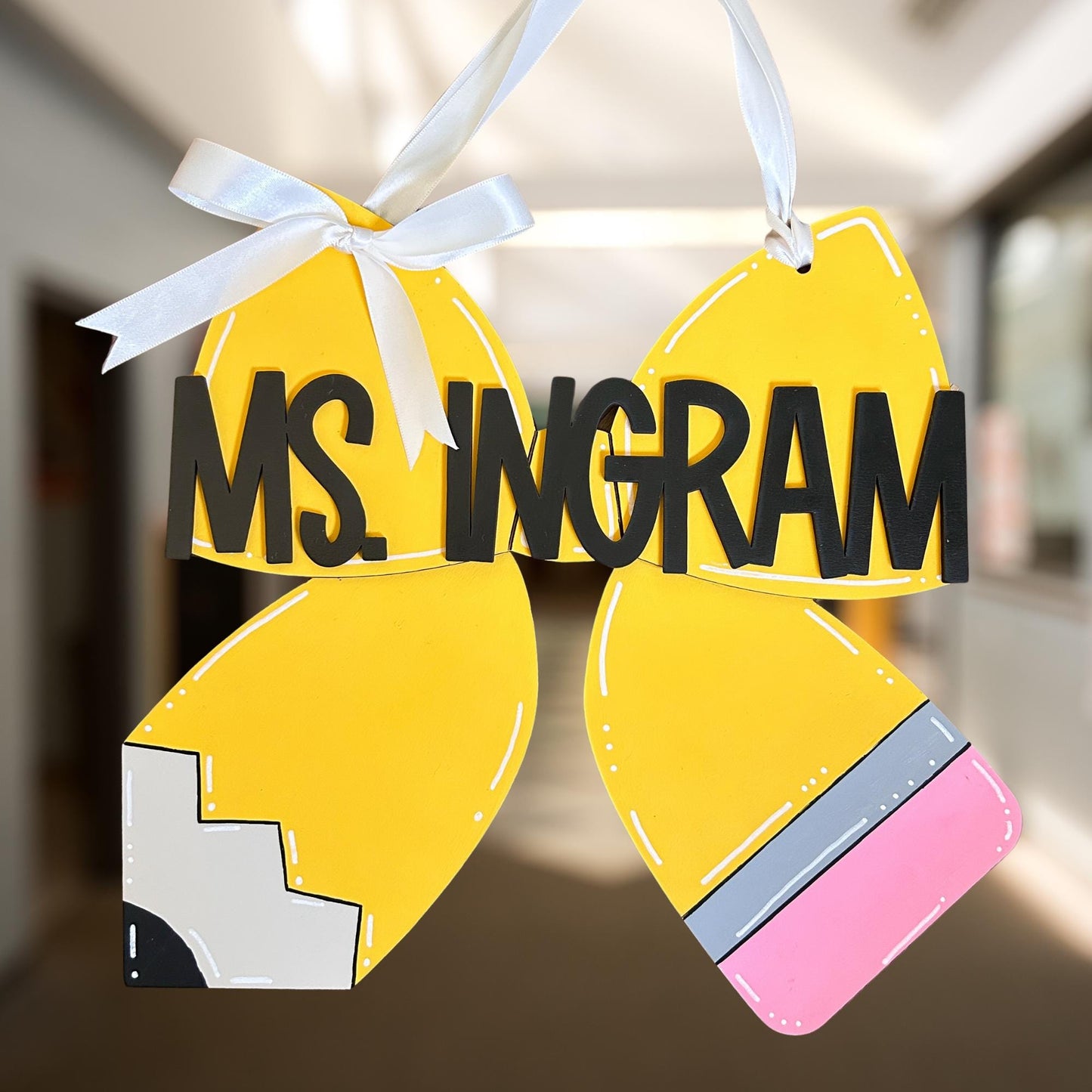 Pencil Door Hanger, Pencil Bow, Teacher Door Sign, Welcome sign, Pencil decor, Teacher gift
