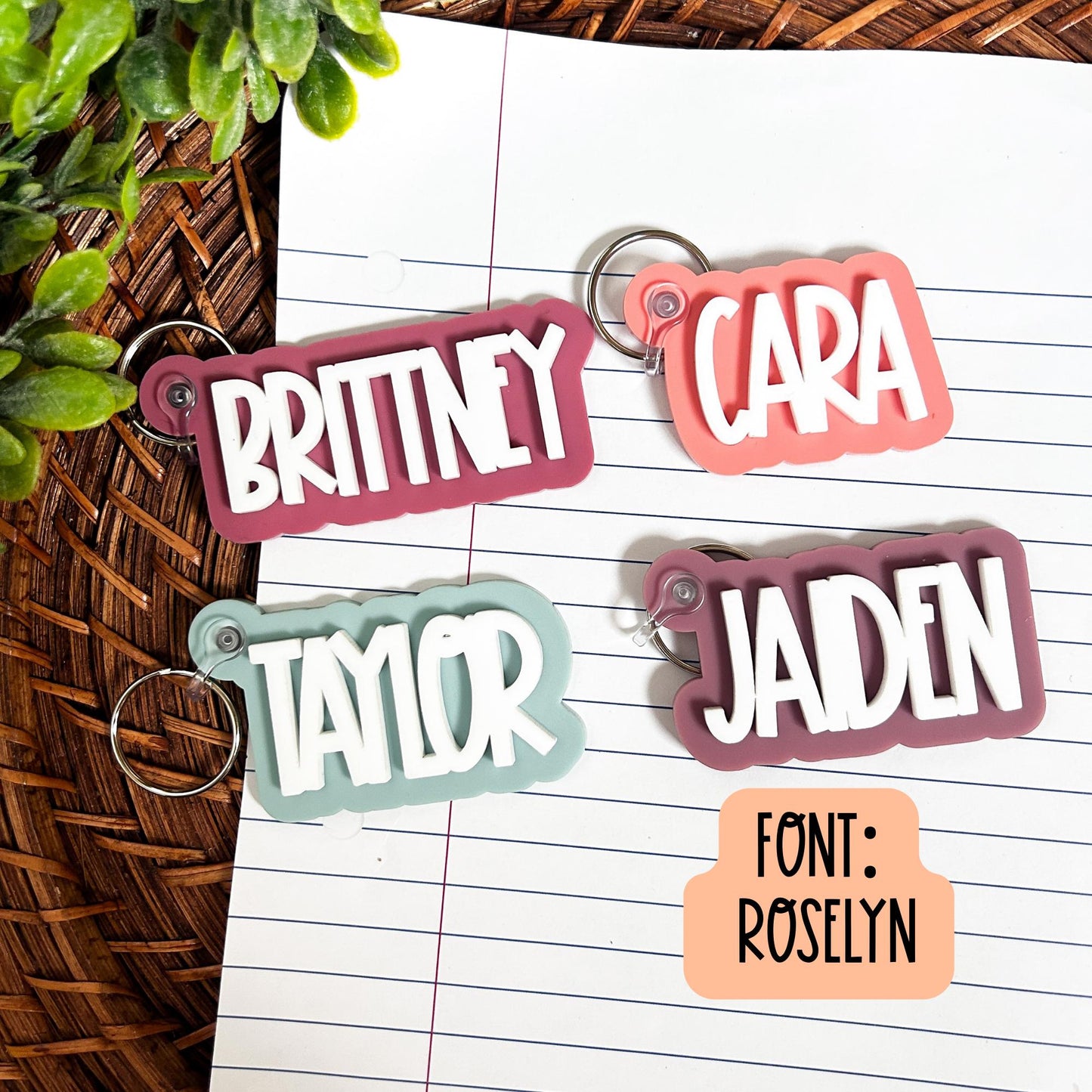 backpack tags, name keychains, personalized keychain, acrylic keychain, lunchbox label, key accessory, custom keychain, kids keychain