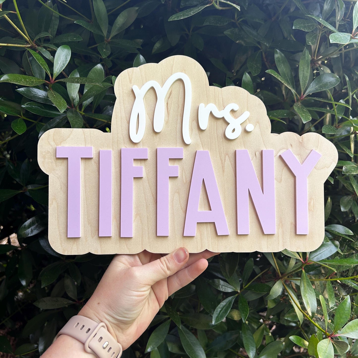 Teacher Name Sign, Teacher Door Hanger, Name Sign, Name Hanger, Large Name Hanger, Maple Sign, Primary, Pastel, Apple