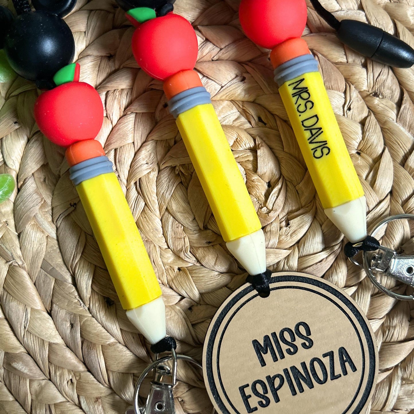 mouse lanyard, mouse teacher lanyard, pencil and apple, personalized lanyard, teacher lanyard, nurse lanyard,