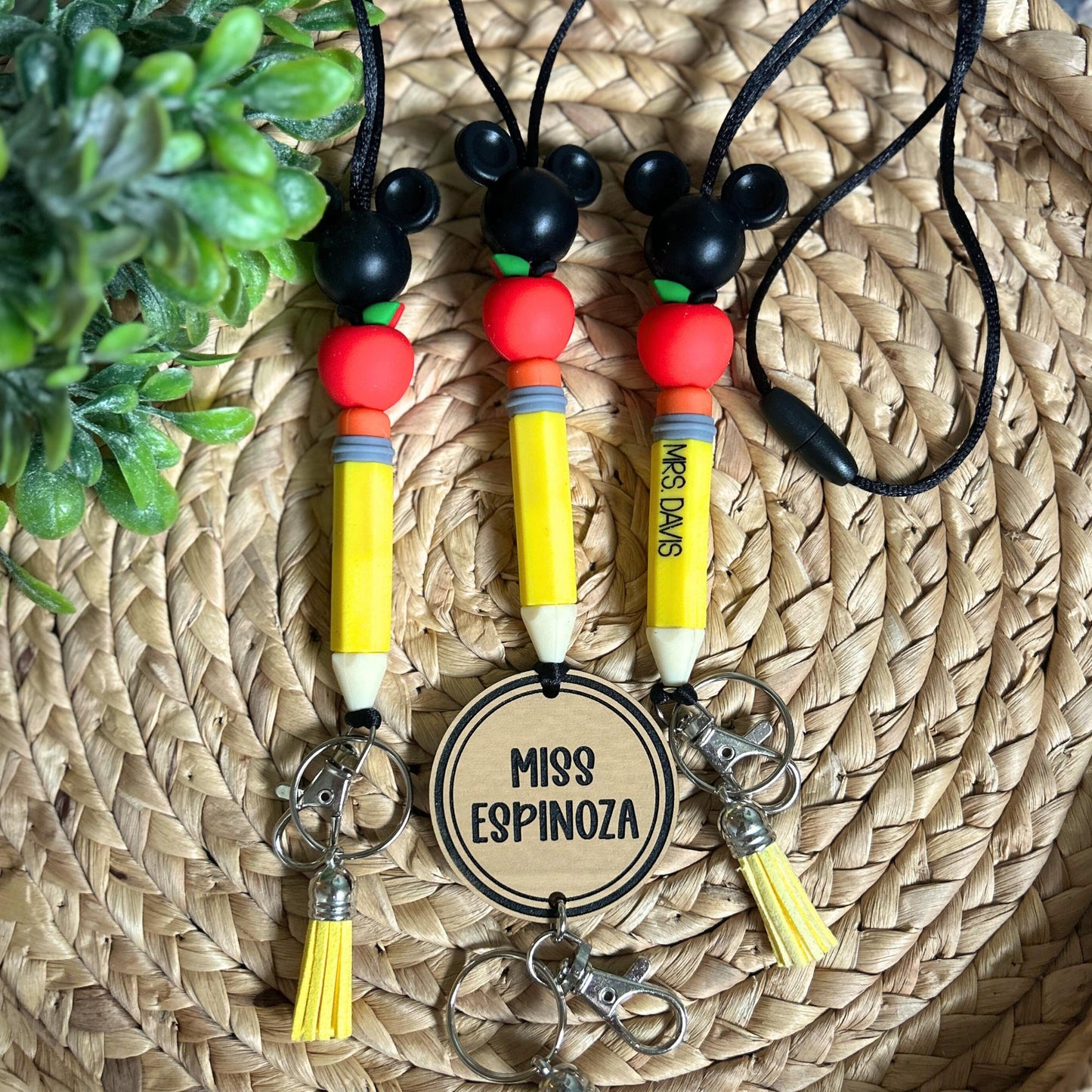 mouse lanyard, mouse teacher lanyard, pencil and apple, personalized lanyard, teacher lanyard, nurse lanyard,