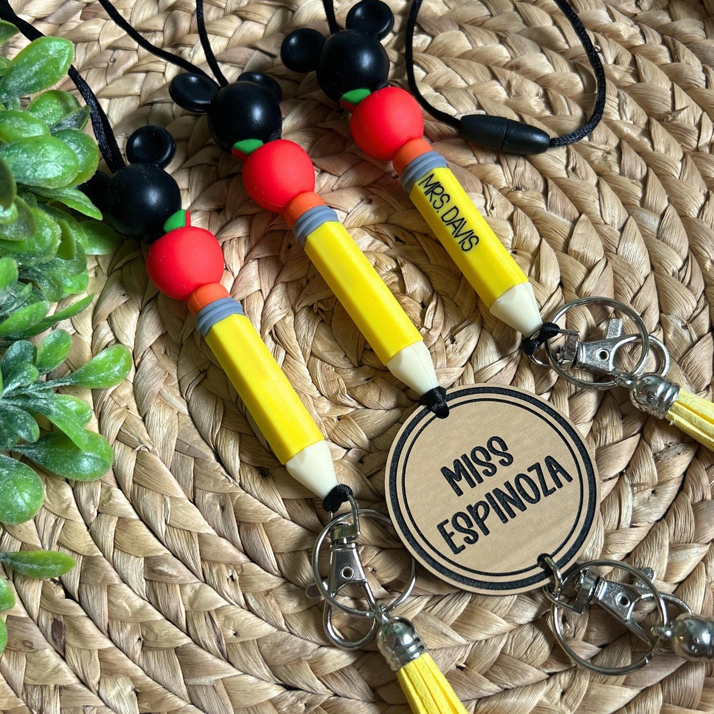 mouse lanyard, mouse teacher lanyard, pencil and apple, personalized lanyard, teacher lanyard, nurse lanyard,
