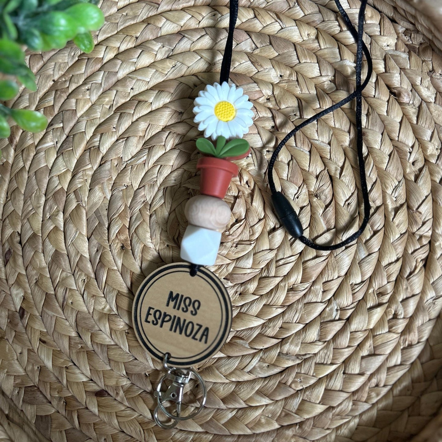 Flower Teacher Lanyard, Book Lanyard, Gift for Educators, Custom teacher lanyard, personalized teacher gift, Sunflower, Daisy Lanyard