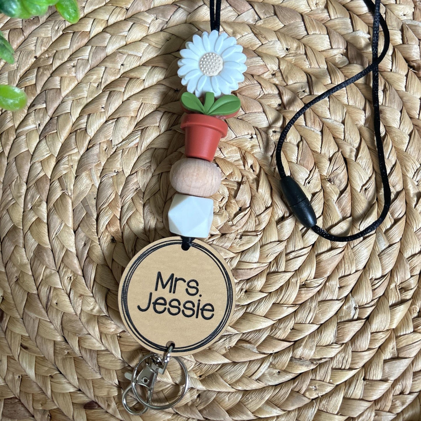 Flower Teacher Lanyard, Book Lanyard, Gift for Educators, Custom teacher lanyard, personalized teacher gift, Sunflower, Daisy Lanyard