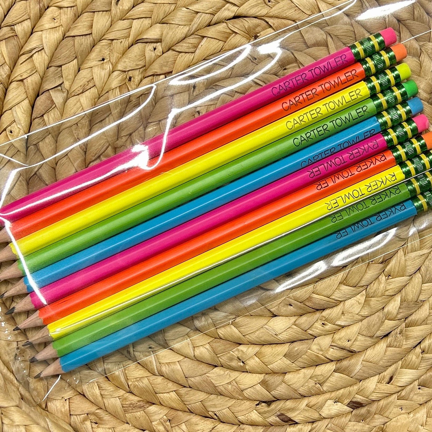 Engraved Pencils, Pastel Pencils, Neon Pencils, #2 pencils, tico pencils, presharpened pencils, personalized pencils