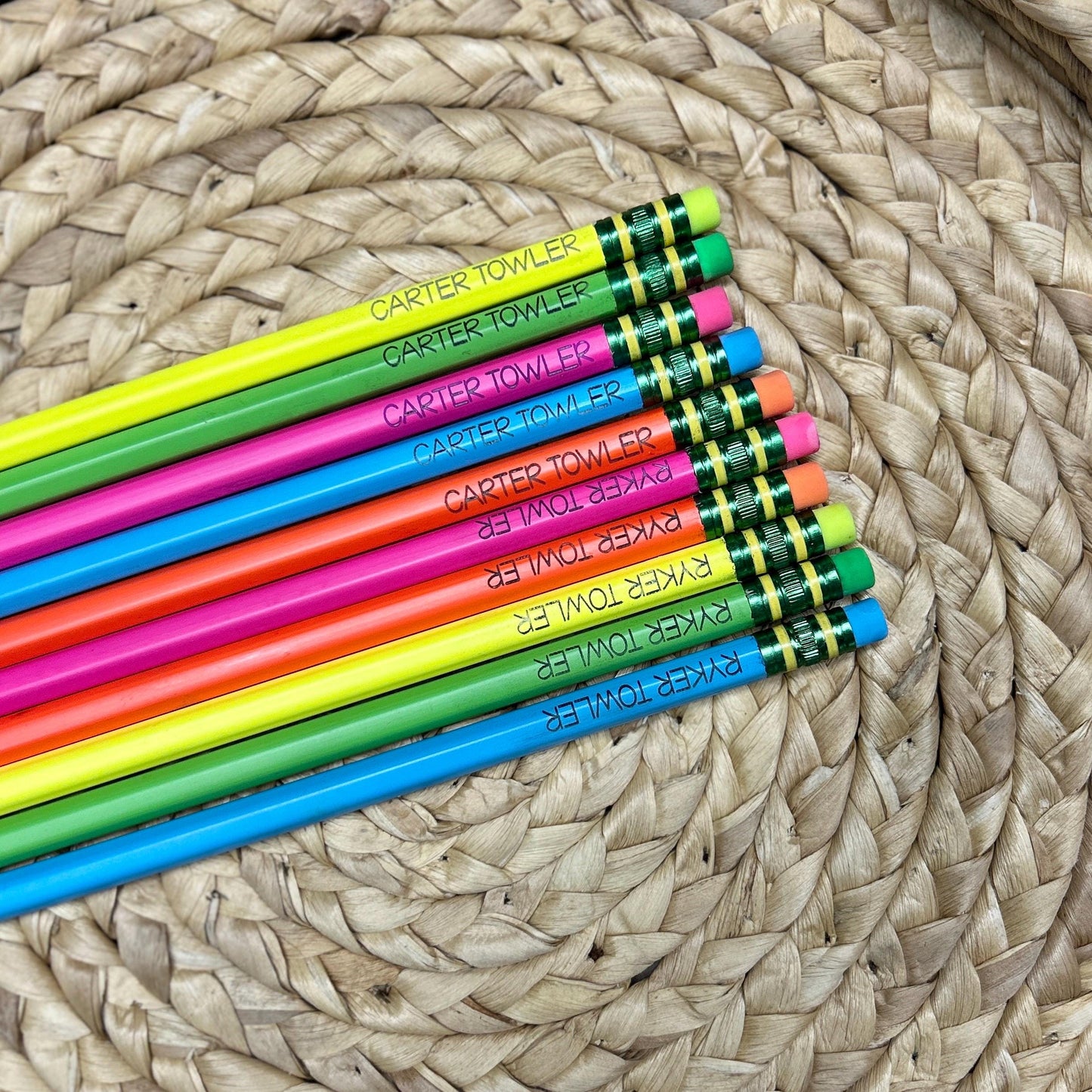 Engraved Pencils, Pastel Pencils, Neon Pencils, #2 pencils, tico pencils, presharpened pencils, personalized pencils