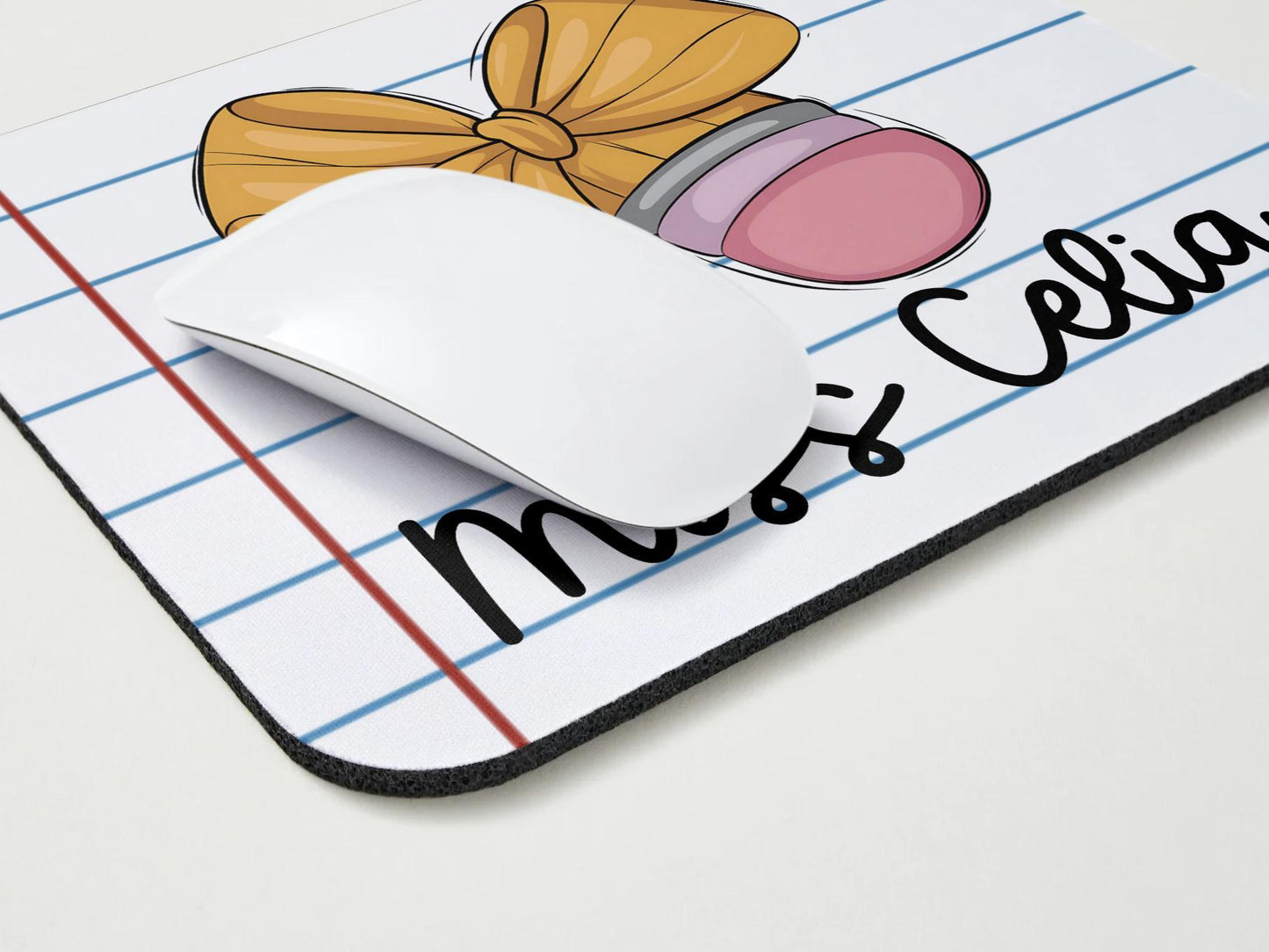 Teacher Mouse Pad, Bow Computer Accessory, Croquette Bows, Pink Computer Accessory, Custom Mouse Pad, Desk Top Mouse, Personalized Mouse Pad