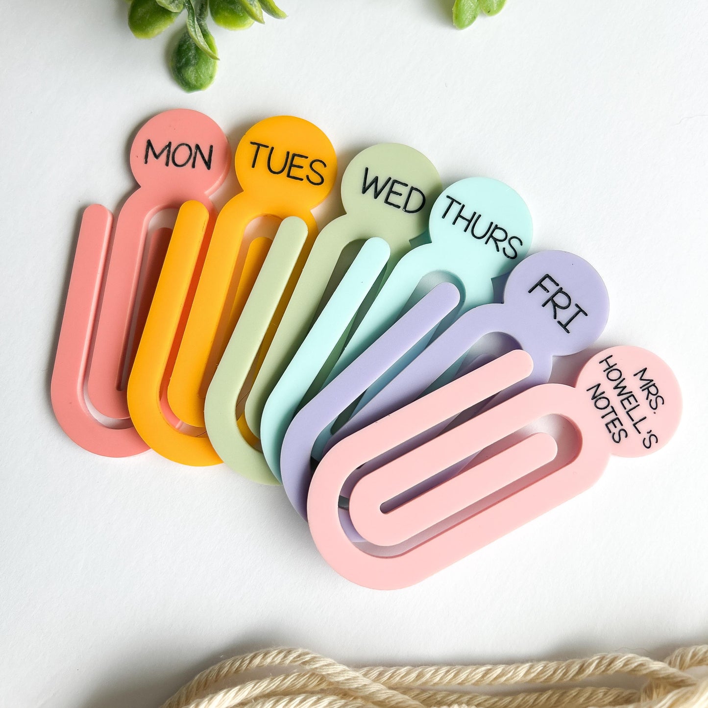 Jumbo Acrylic Paperclips, Teacher Gift • Bookmark • Planner Accessory, Pastel Paper Holder, office accessory, acrylic, bookmark, Paper Clips
