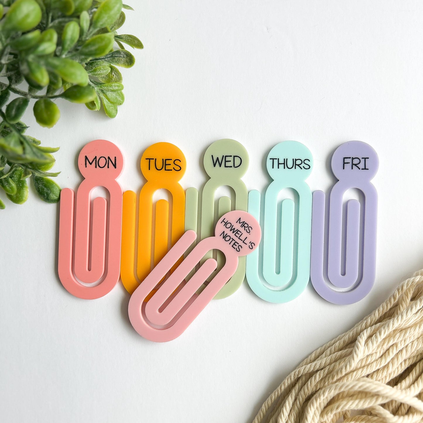 Jumbo Acrylic Paperclips, Teacher Gift • Bookmark • Planner Accessory, Pastel Paper Holder, office accessory, acrylic, bookmark, Paper Clips