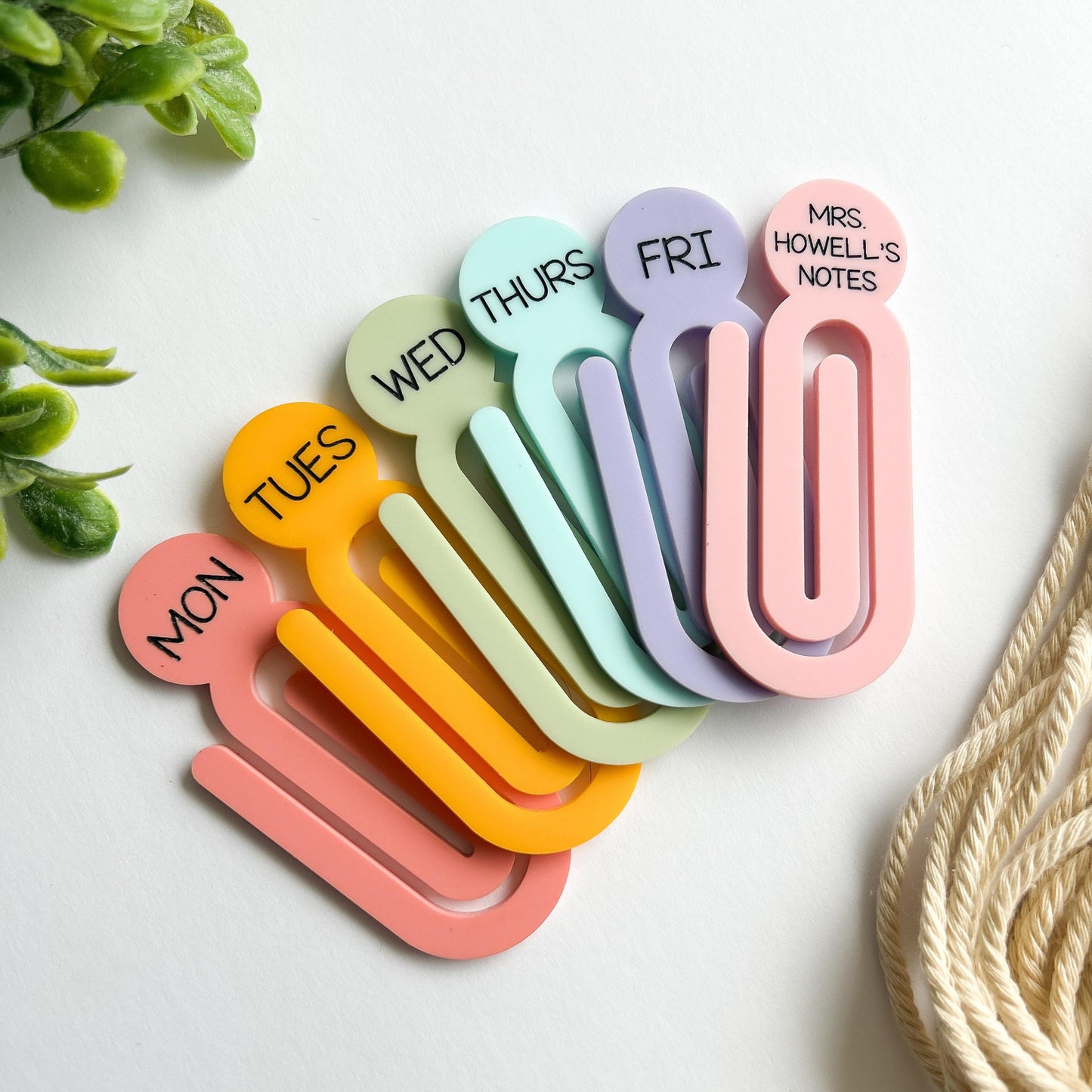 Jumbo Acrylic Paperclips, Teacher Gift • Bookmark • Planner Accessory, Pastel Paper Holder, office accessory, acrylic, bookmark, Paper Clips