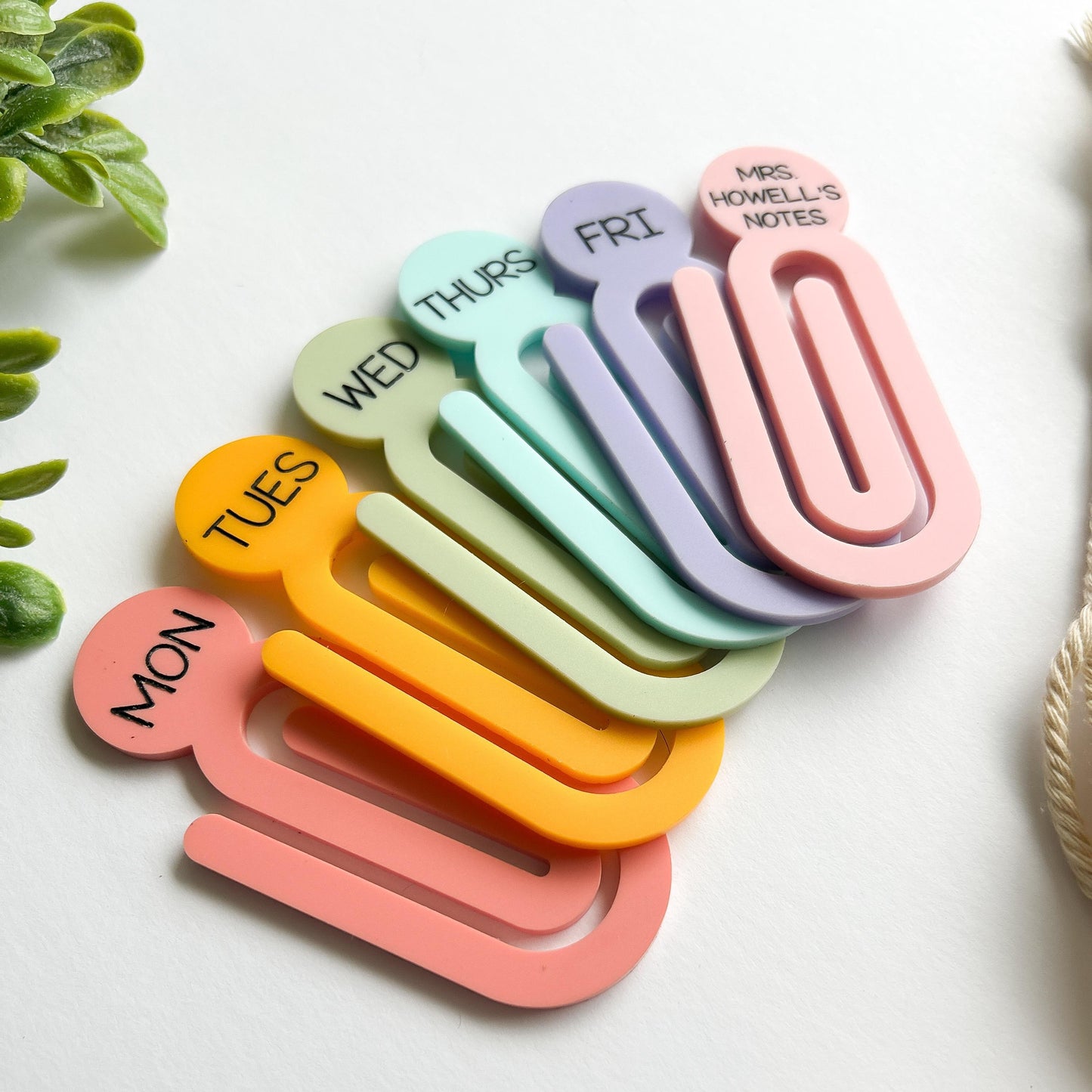 Jumbo Acrylic Paperclips, Teacher Gift • Bookmark • Planner Accessory, Pastel Paper Holder, office accessory, acrylic, bookmark, Paper Clips