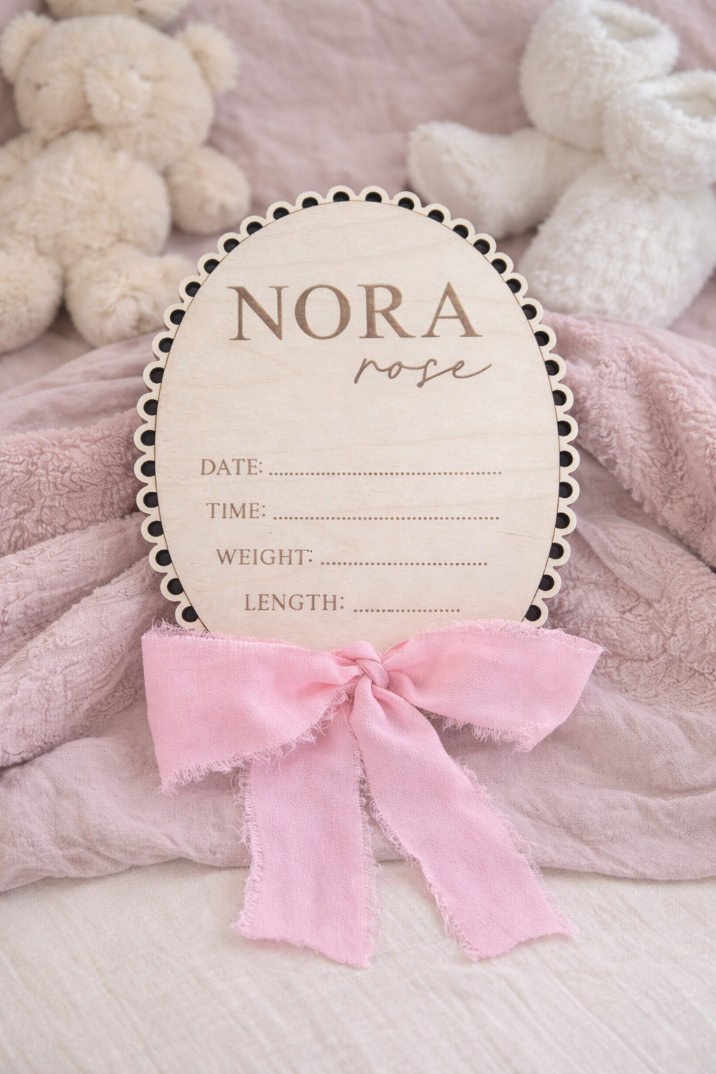Scalloped Oval Birth Announcement