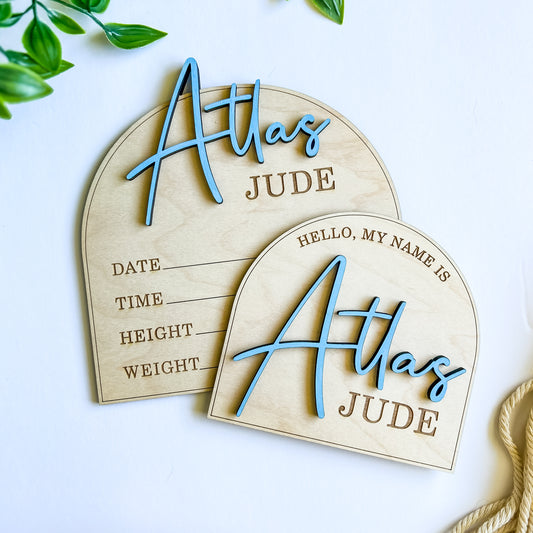 Arched Baby Name/Stat Sign Set