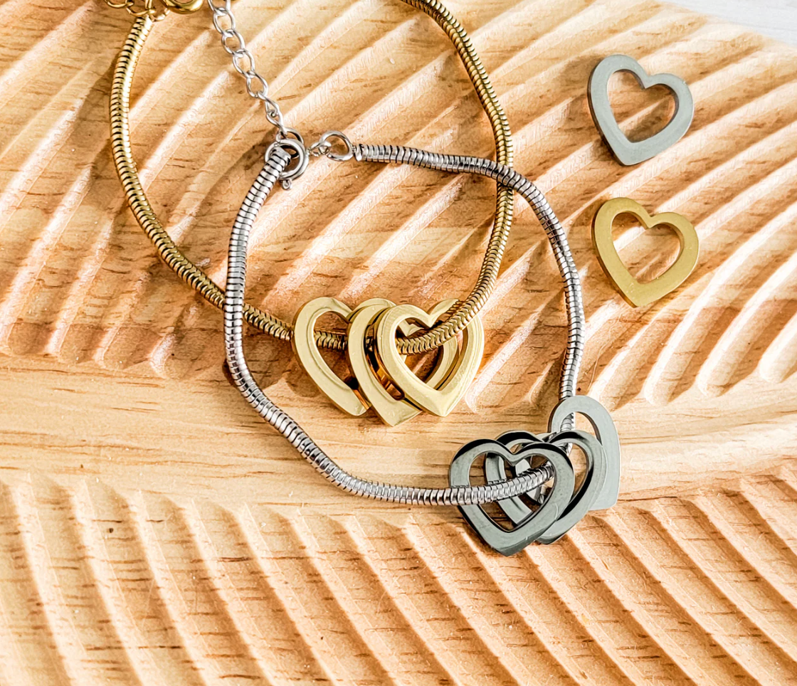 Personalized Heart Slider Bracelet