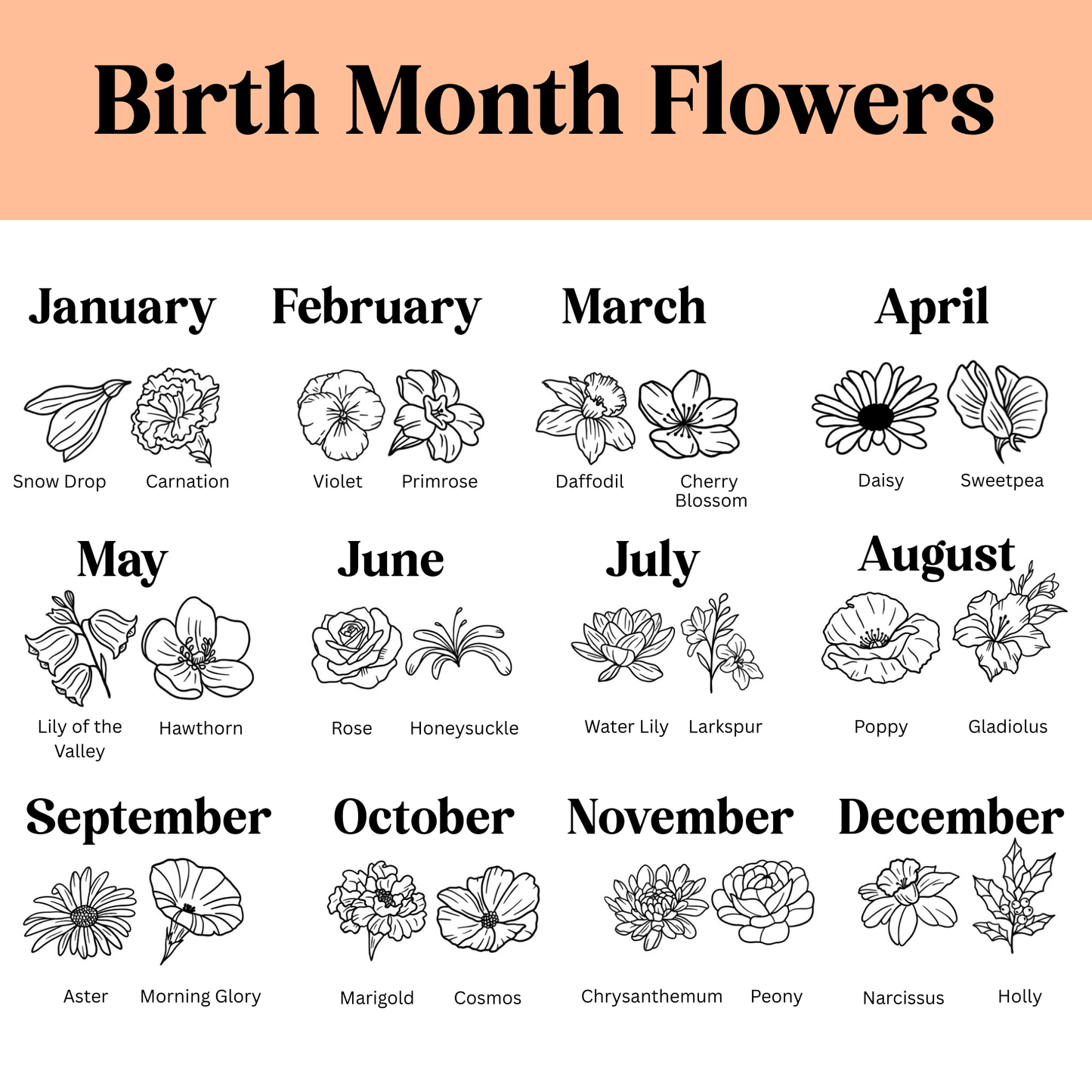 Birth Flower Circle Necklace