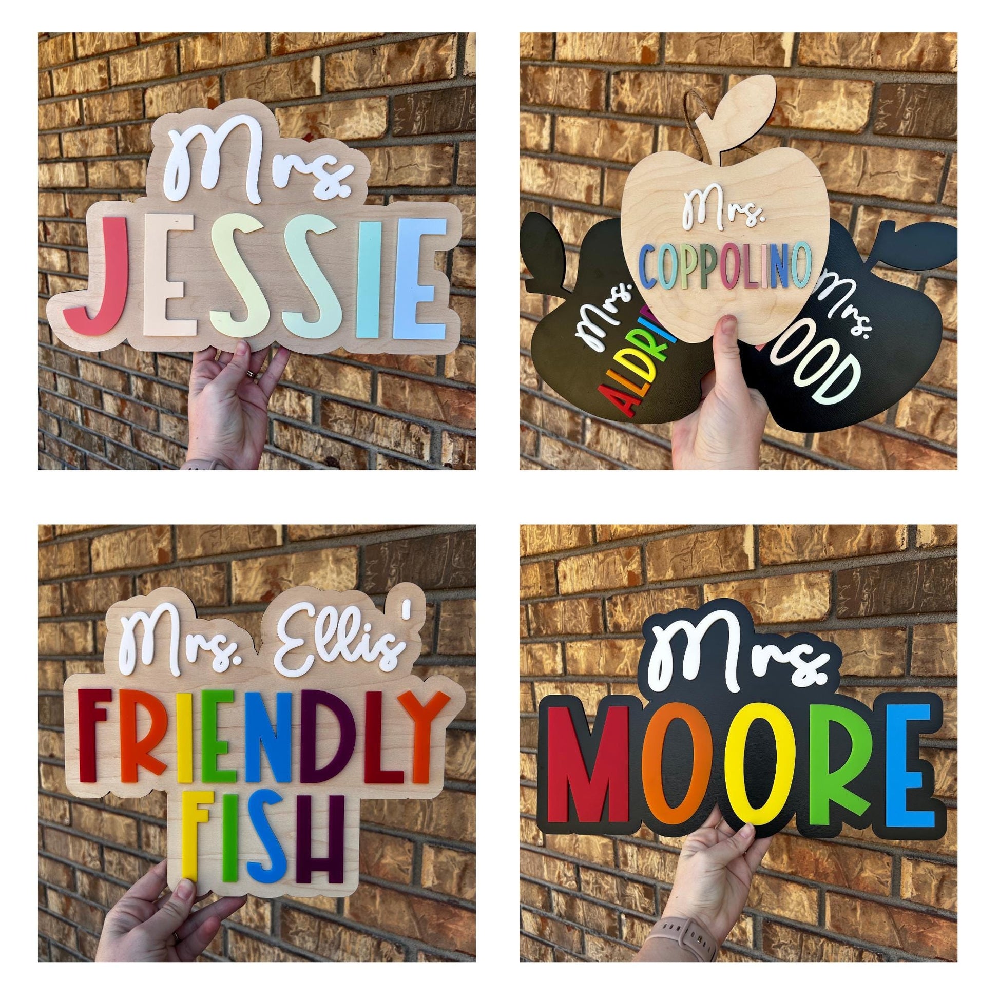 Apple Teacher Name Sign, Teacher Door Hanger, Name Sign, Name Hanger, Large Name Hanger, Maple Sign, Primary, Pastel, Apple
