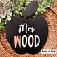 Apple Teacher Name Sign, Teacher Door Hanger, Name Sign, Name Hanger, Large Name Hanger, Maple Sign, Primary, Pastel, Apple