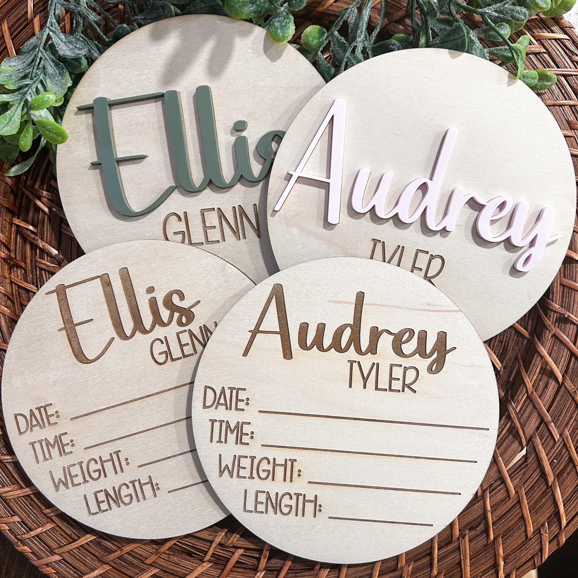 Baby Name Sign, Birth Announcement sign, Wood Baby Sign, Engraved, Acrylic, Birth Stats