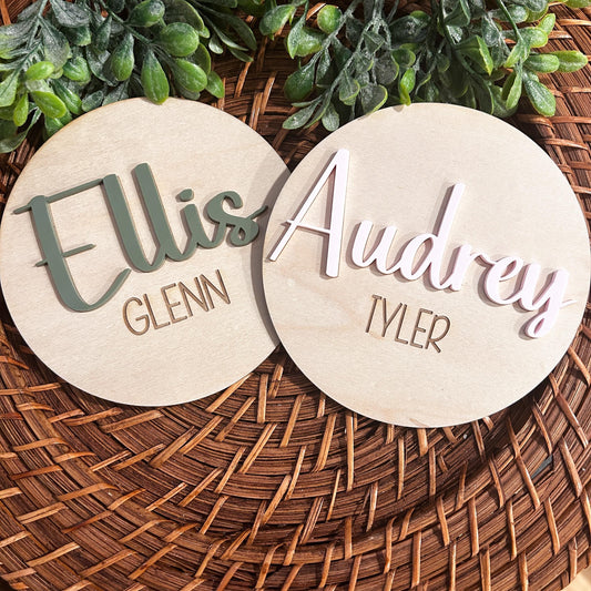 Baby Name Sign, Birth Announcement sign, Wood Baby Sign, Engraved, Acrylic, Birth Stats