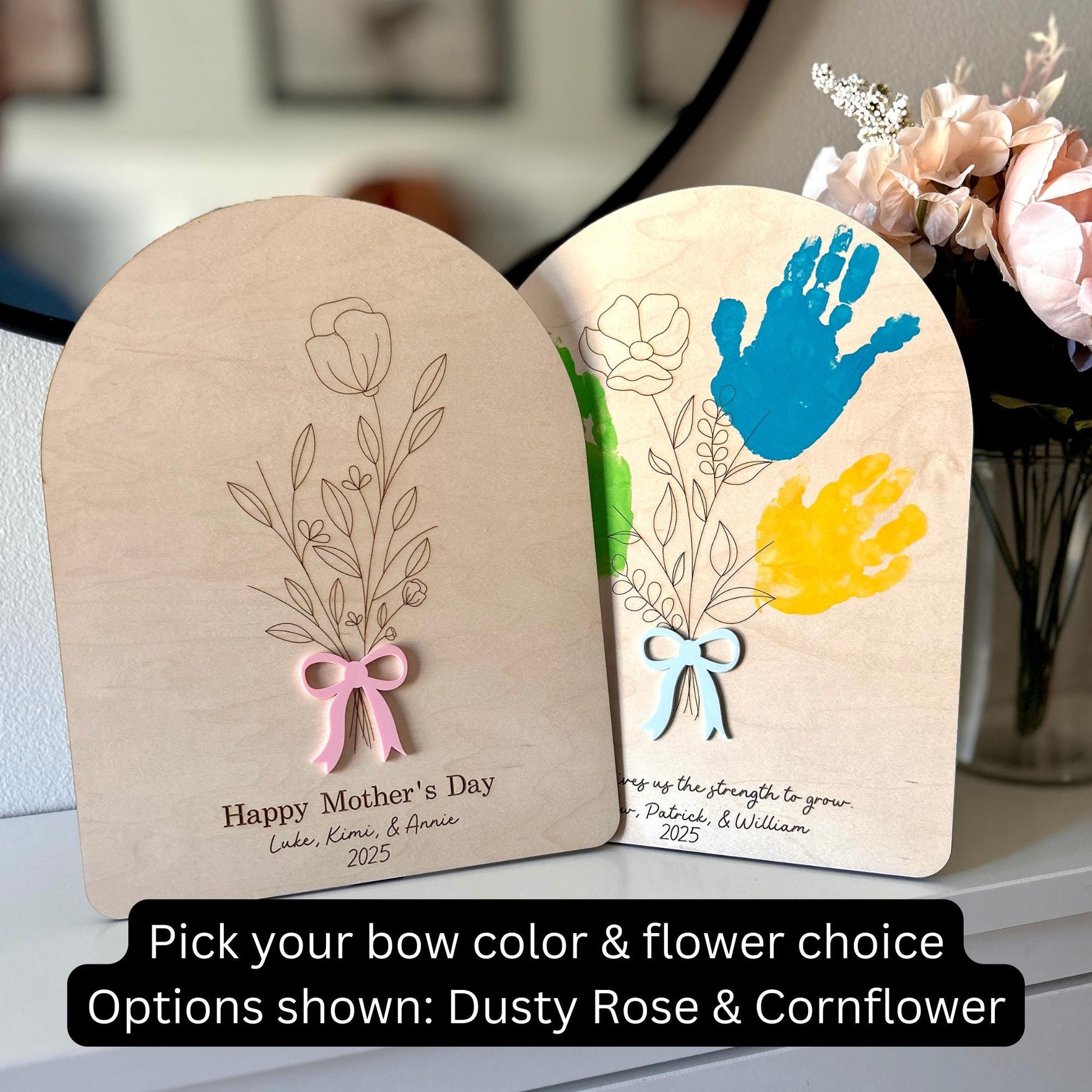 Flower Bouquet Handprint, Mothers Day handprint keepsake, Garden Handprint, Childs Handprint Memory, Mother's Day Bouquet