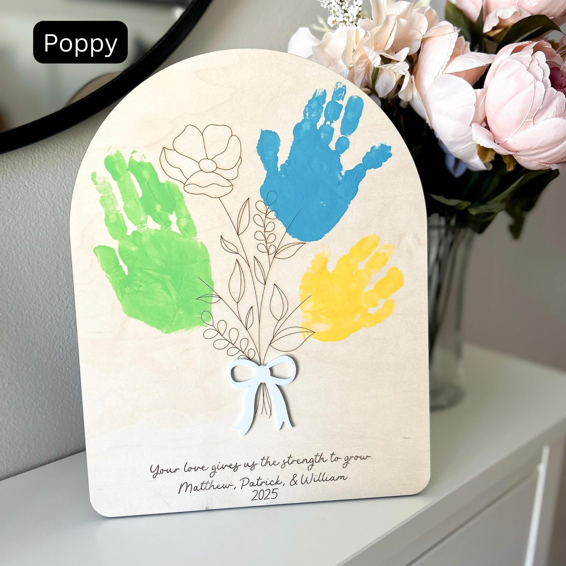 Flower Bouquet Handprint, Mothers Day handprint keepsake, Garden Handprint, Childs Handprint Memory, Mother's Day Bouquet