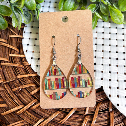 book earrings, acrylic earrings, library earrings, booktok earrings, teacher earrings, librarian