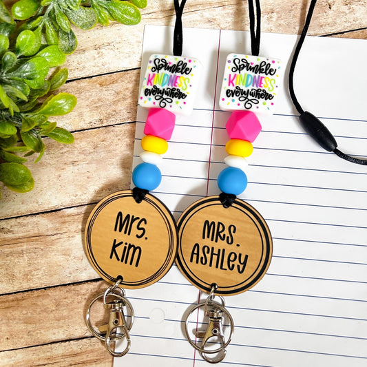 Teacher Lanyard, Sprinkle Lanyard, Bright Teacher Lanyard, Custom teacher lanyard, personalized teacher gift