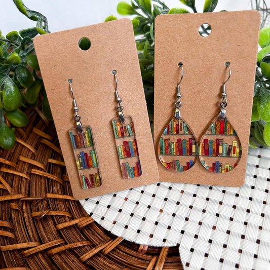 book earrings, acrylic earrings, library earrings, booktok earrings, teacher earrings, librarian