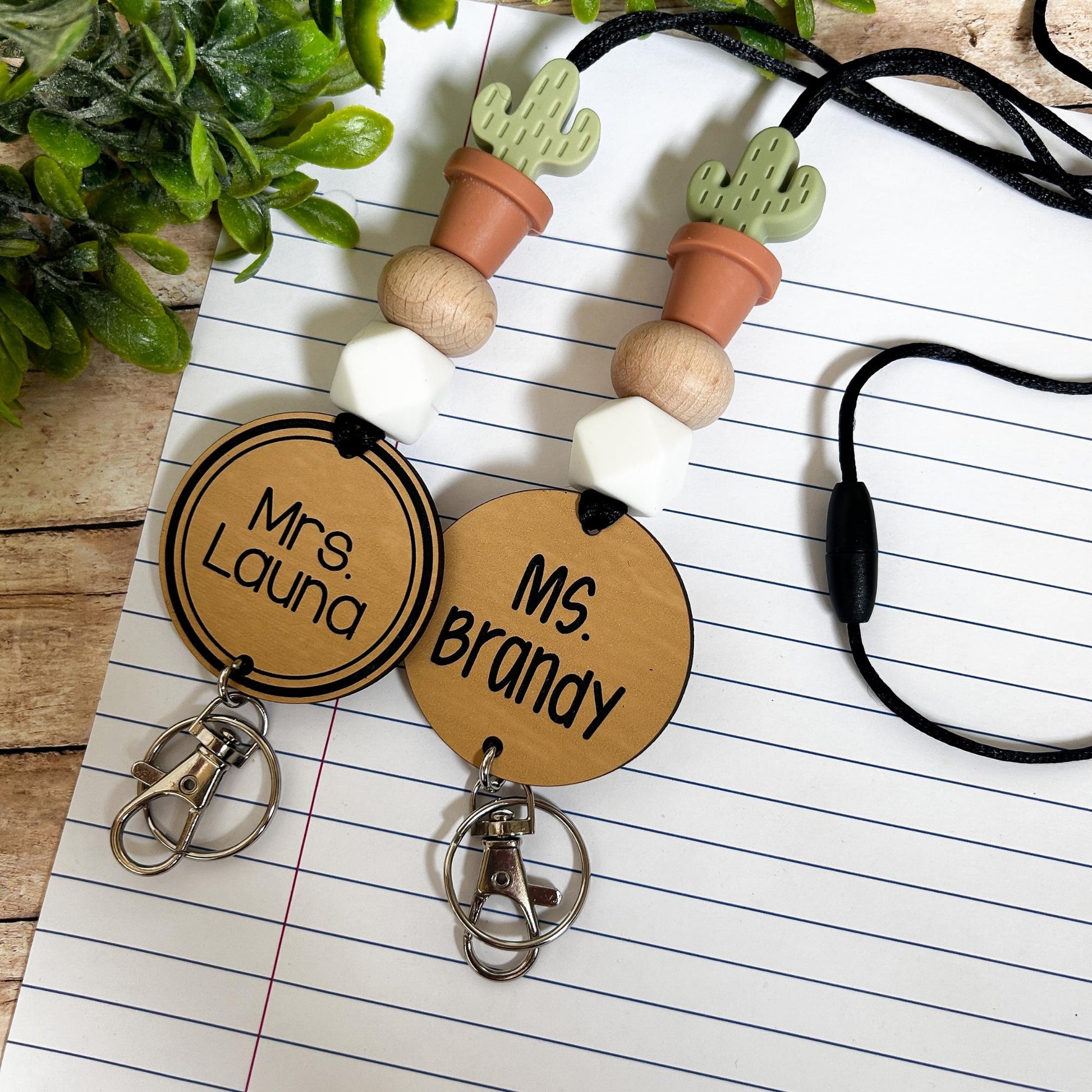 Teacher Cactus Lanyard, Teacher boho Lanyard, Teacher plants, Custom teacher lanyard, personalized teacher gift
