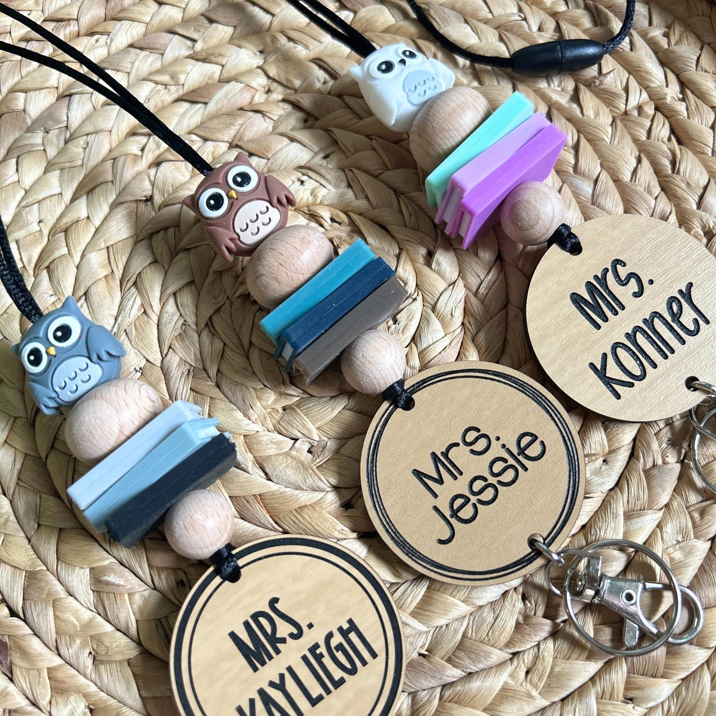 Owl Teacher Lanyard, Book Lanyard, Gift for Educators, Custom teacher lanyard, personalized teacher gift