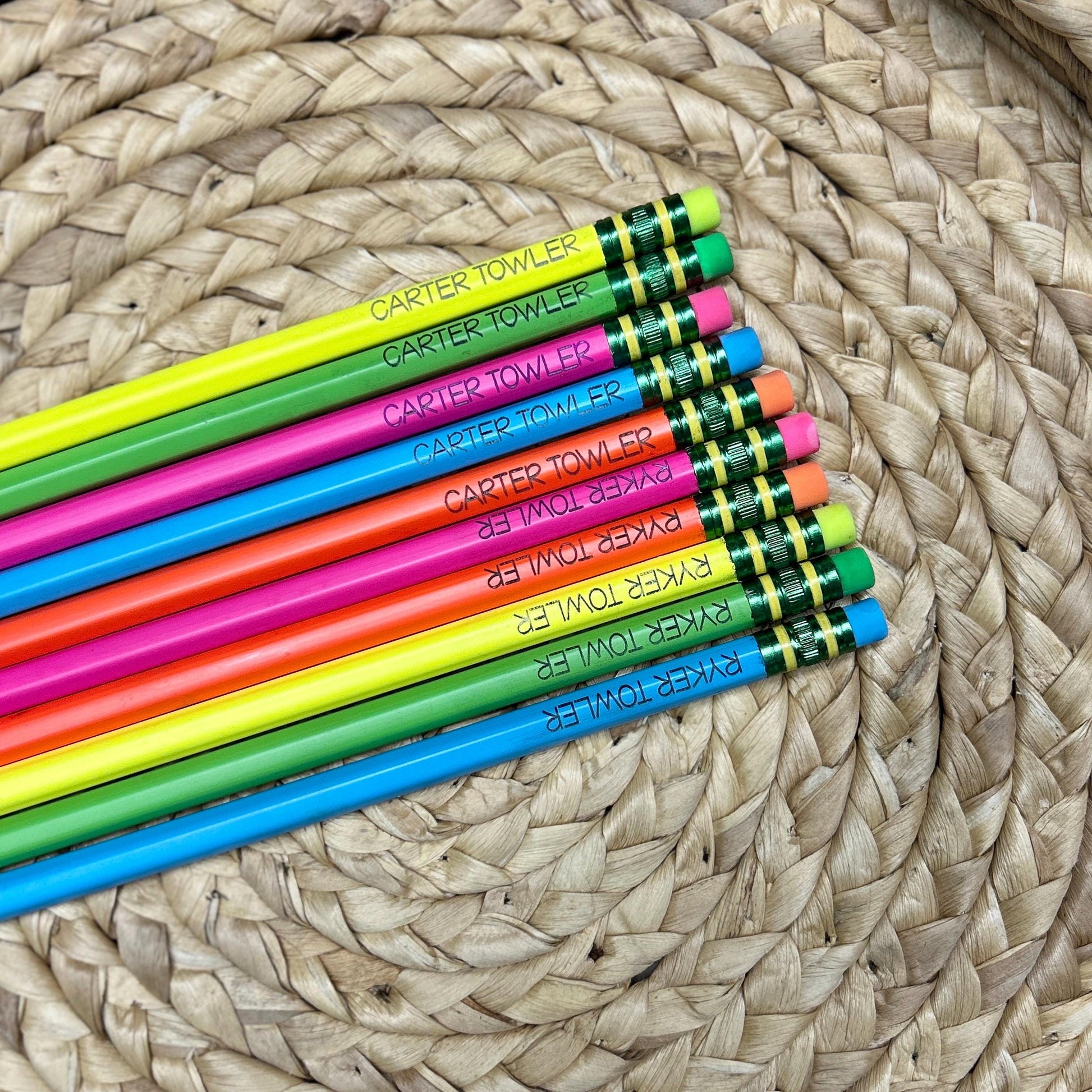 Engraved Pencils, Pastel Pencils, Neon Pencils, #2 pencils, tico pencils, presharpened pencils, personalized pencils