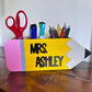Personalized Pencil Holder for Teachers – Maple Wood, Hand Painted – Teacher Gift, Desk Organizer, Back to School, Custom Name