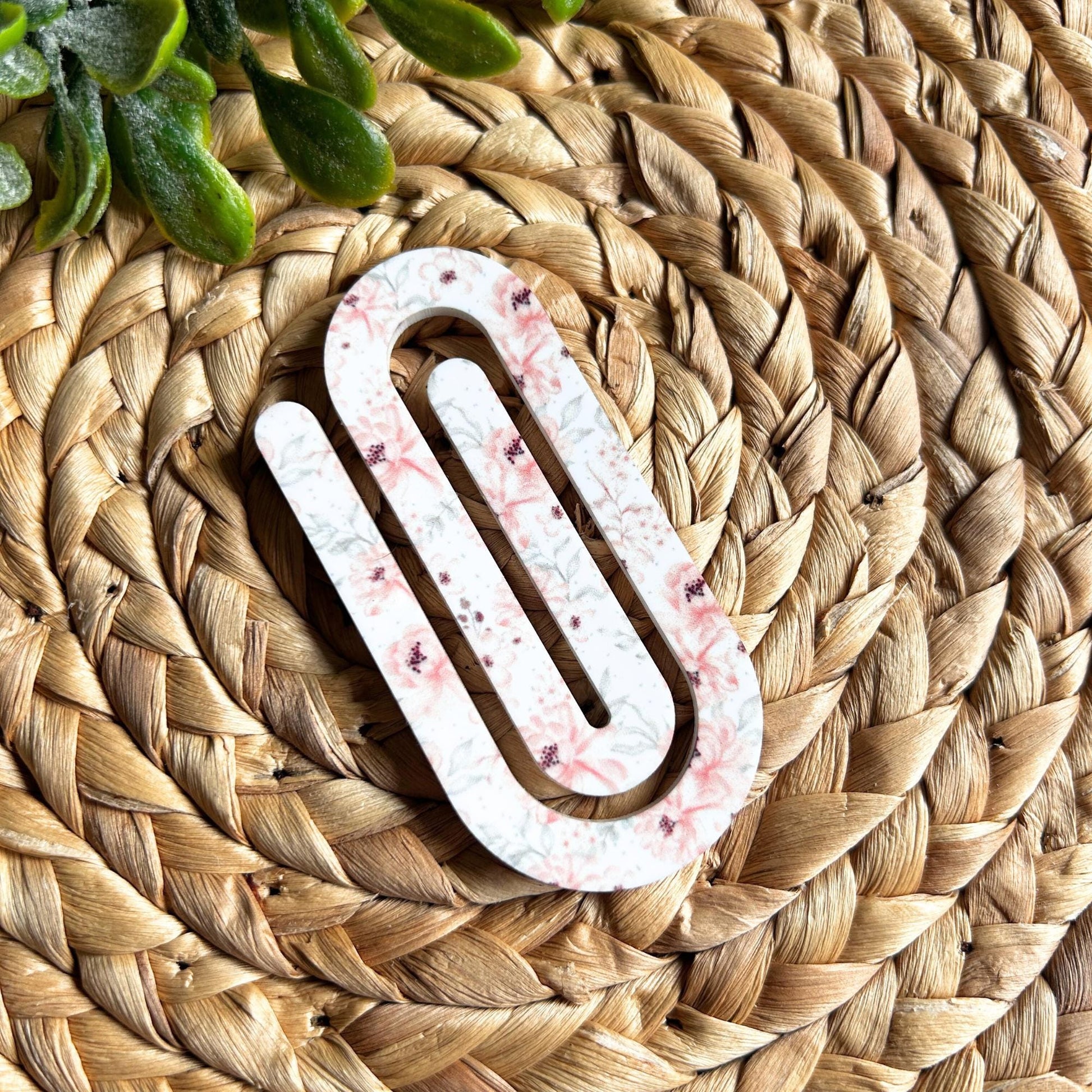 Jumbo Acrylic Paper clips, Vintage Pattern, Floral Paperclips, Back to School, Teacher Gifts, Office Supplies, Home Prep, bookmark,