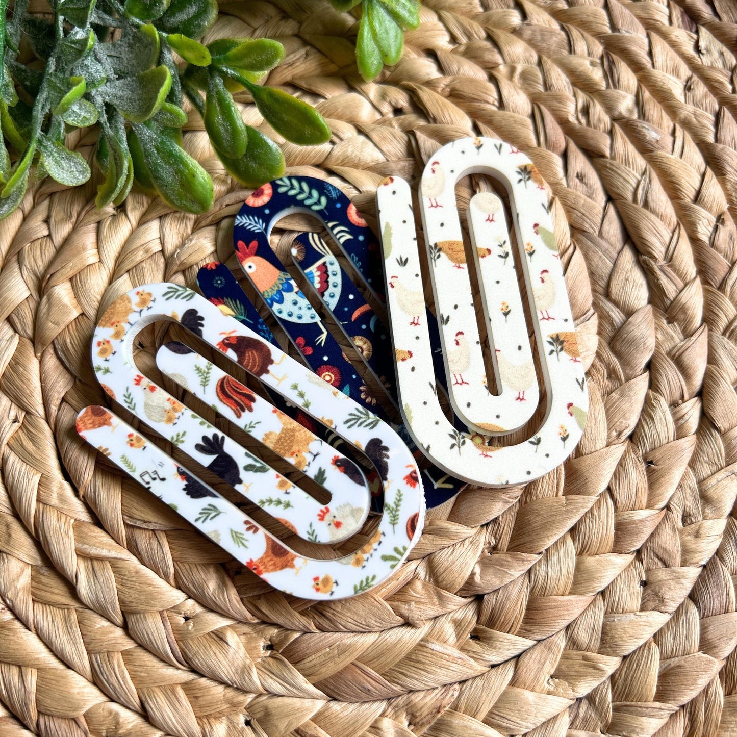 Jumbo Acrylic Paperclips, Teacher Gift • Bookmark • Planner Accessory, Office Supplies, Office Paperclips, Back to school, Chicken Bookmark
