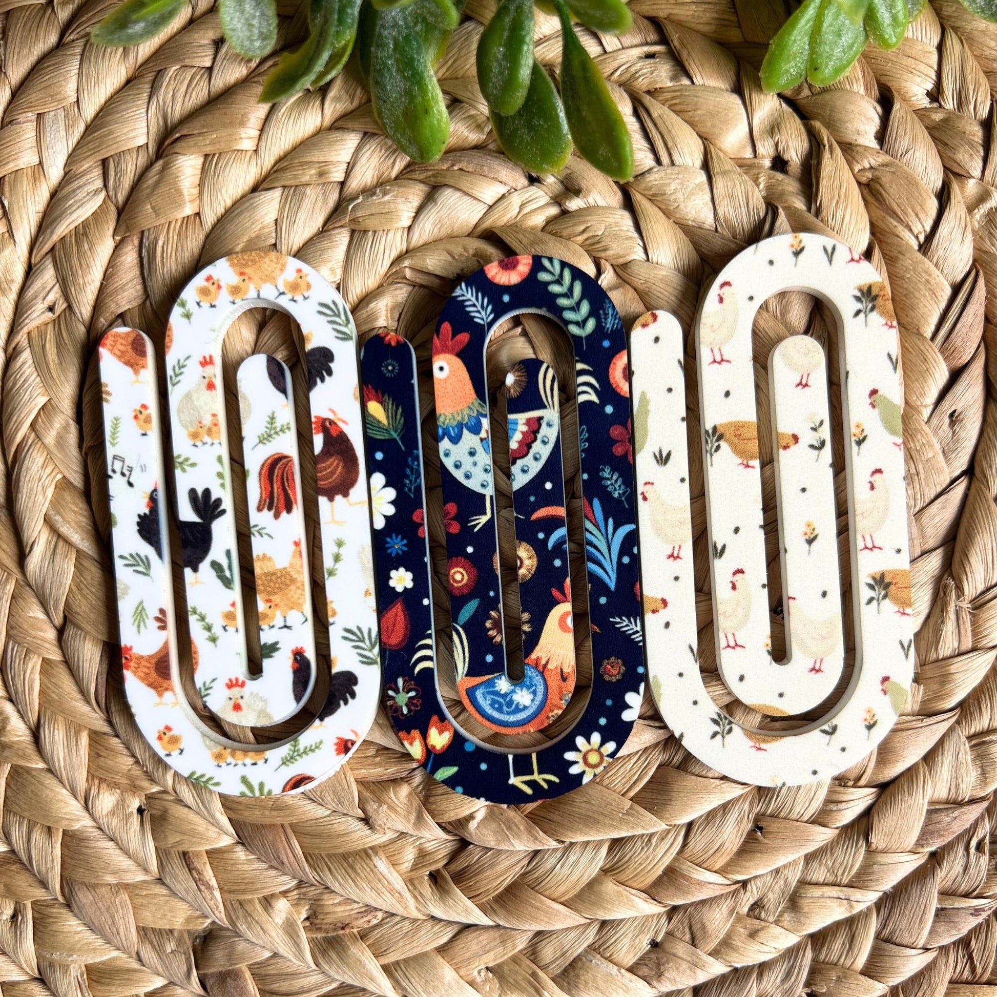 Jumbo Acrylic Paperclips, Teacher Gift • Bookmark • Planner Accessory, Office Supplies, Office Paperclips, Back to school, Chicken Bookmark