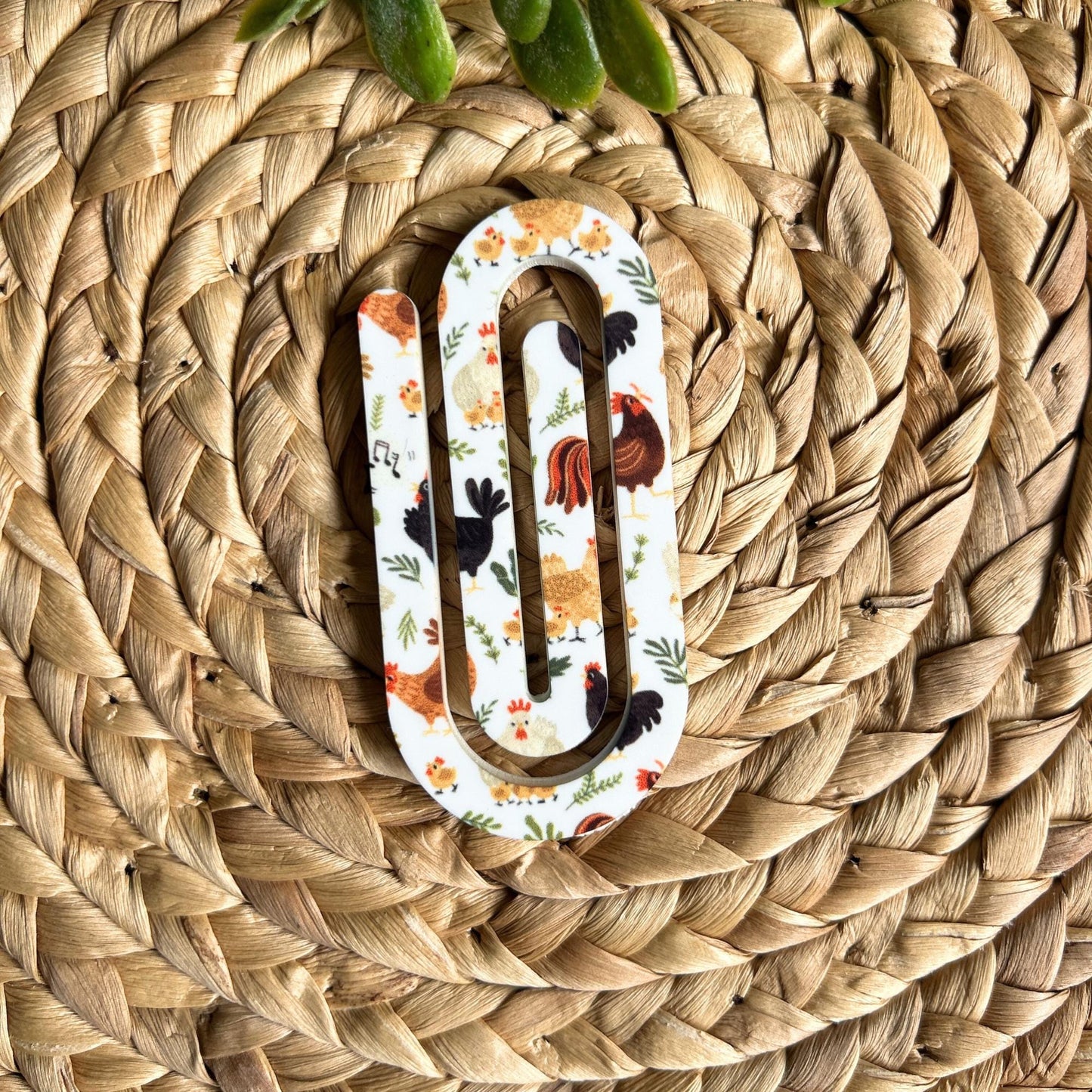 Jumbo Acrylic Paperclips, Teacher Gift • Bookmark • Planner Accessory, Office Supplies, Office Paperclips, Back to school, Chicken Bookmark