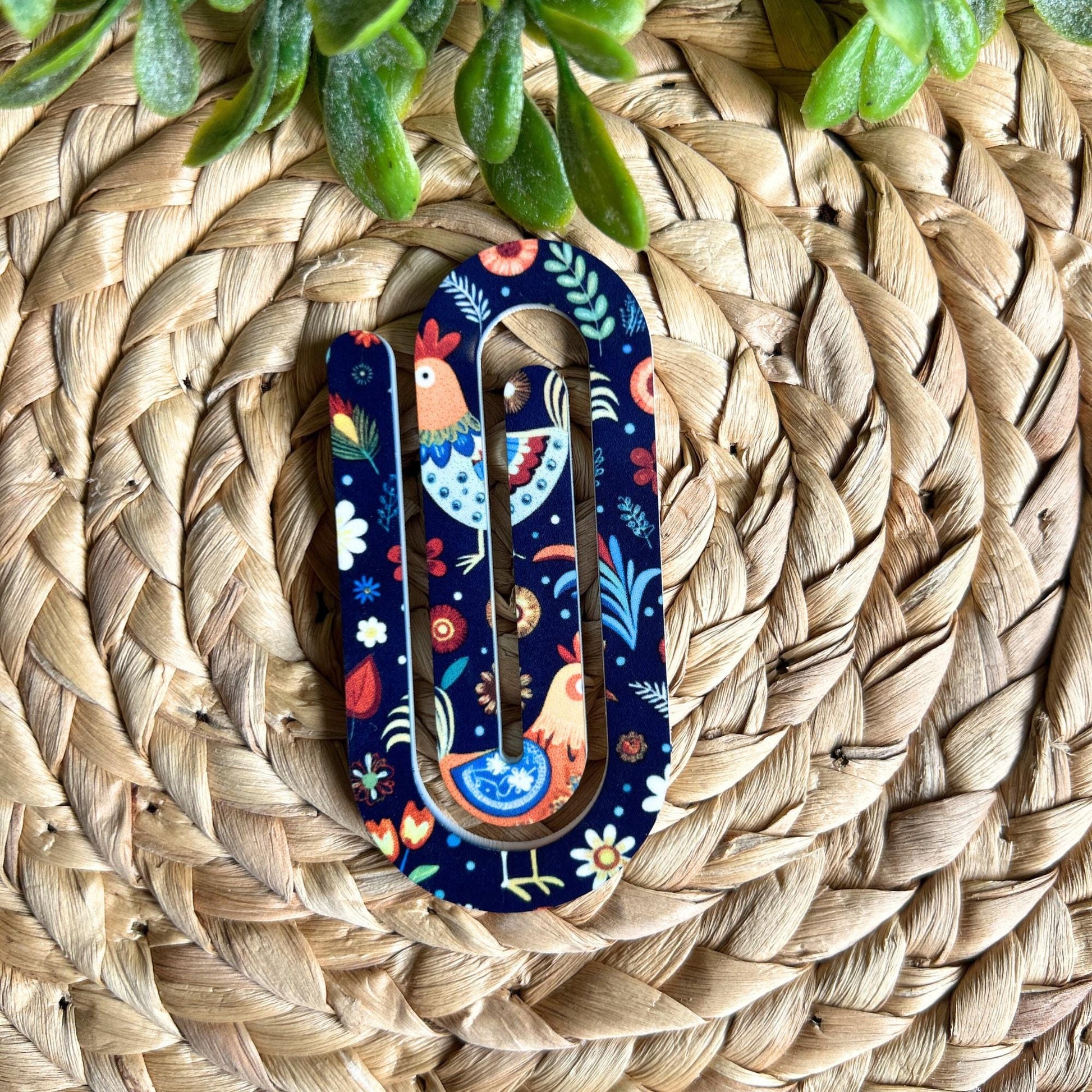 Jumbo Acrylic Paperclips, Teacher Gift • Bookmark • Planner Accessory, Office Supplies, Office Paperclips, Back to school, Chicken Bookmark
