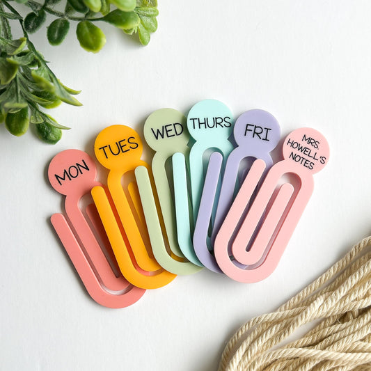 Jumbo Acrylic Paperclips, Teacher Gift • Bookmark • Planner Accessory, Pastel Paper Holder, office accessory, acrylic, bookmark, Paper Clips