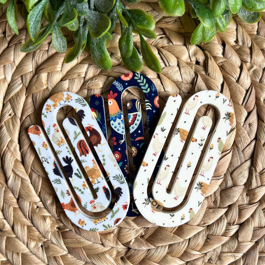 Jumbo Acrylic Paperclips, Teacher Gift • Bookmark • Planner Accessory, Office Supplies, Office Paperclips, Back to school, Chicken Bookmark
